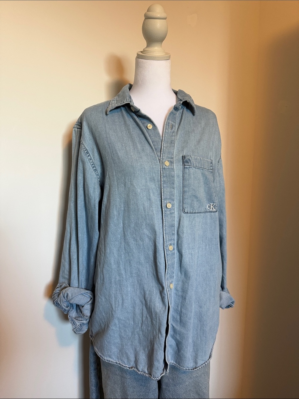 Calvin Klein Soft Light Blue Denim Button-Down Shirt